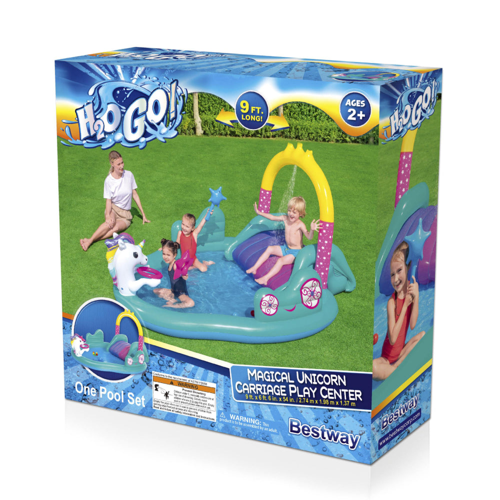Bestway H2OGO! Magical Unicorn Carriage Inflatable Swimming Pool Play Center - Curacao