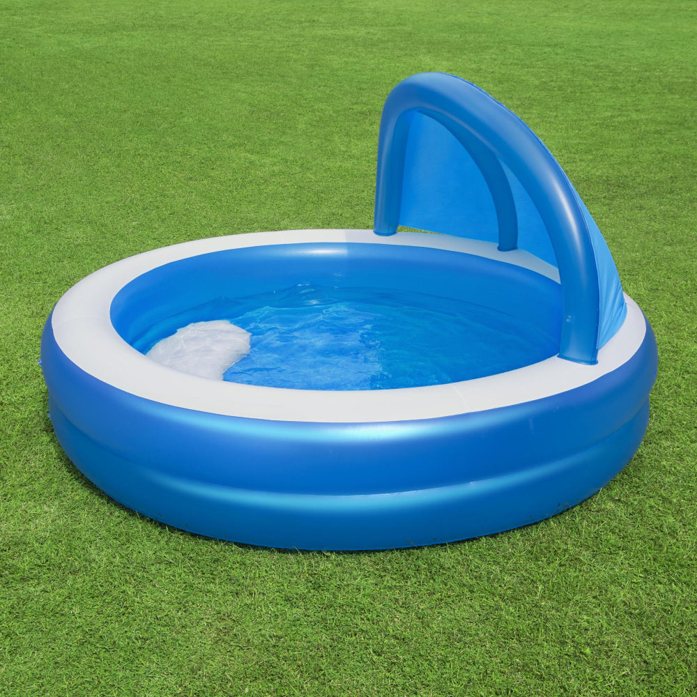 Bestway H2OGO! Summer Days Inflatable Round Family Pool with UV Careful Sunshade - Curacao