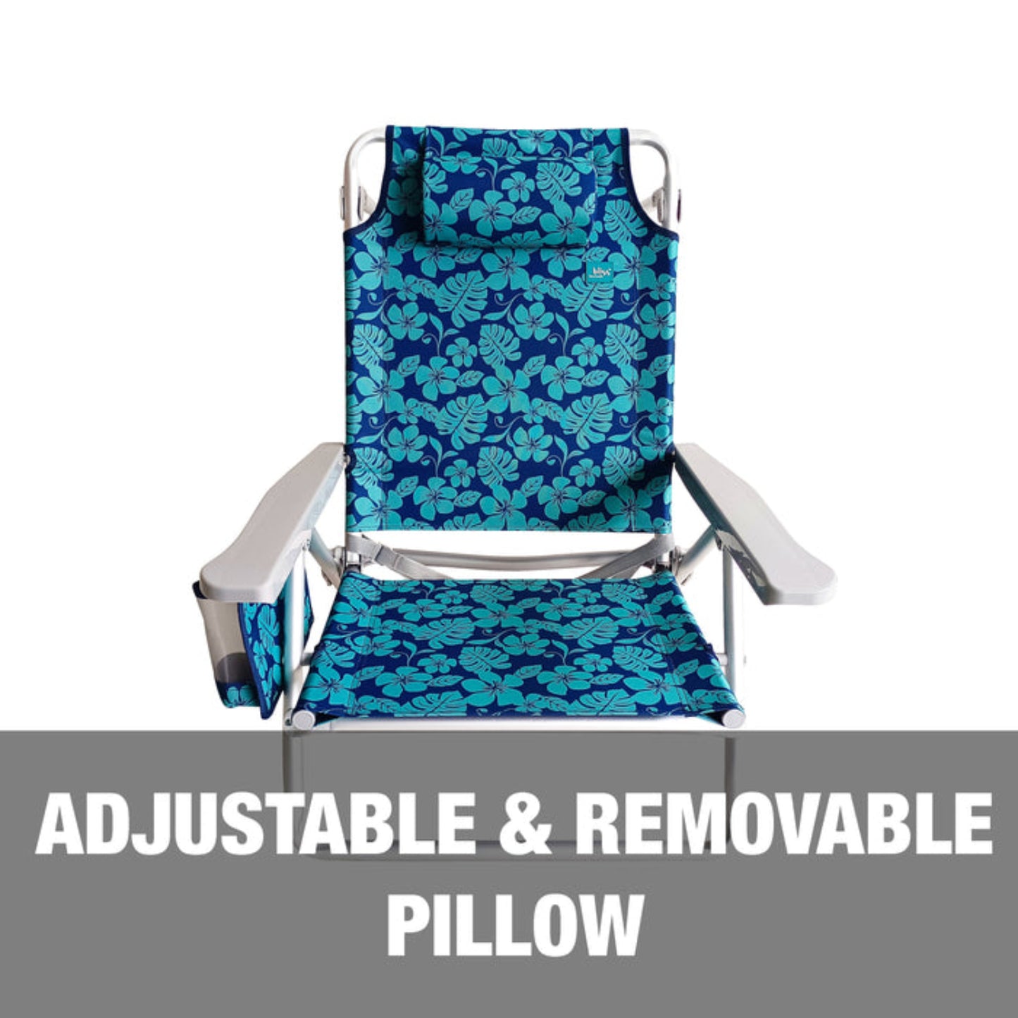 Bliss Hammocks Folding Beach Chair with Towel Rack and Side Pocket - Blue