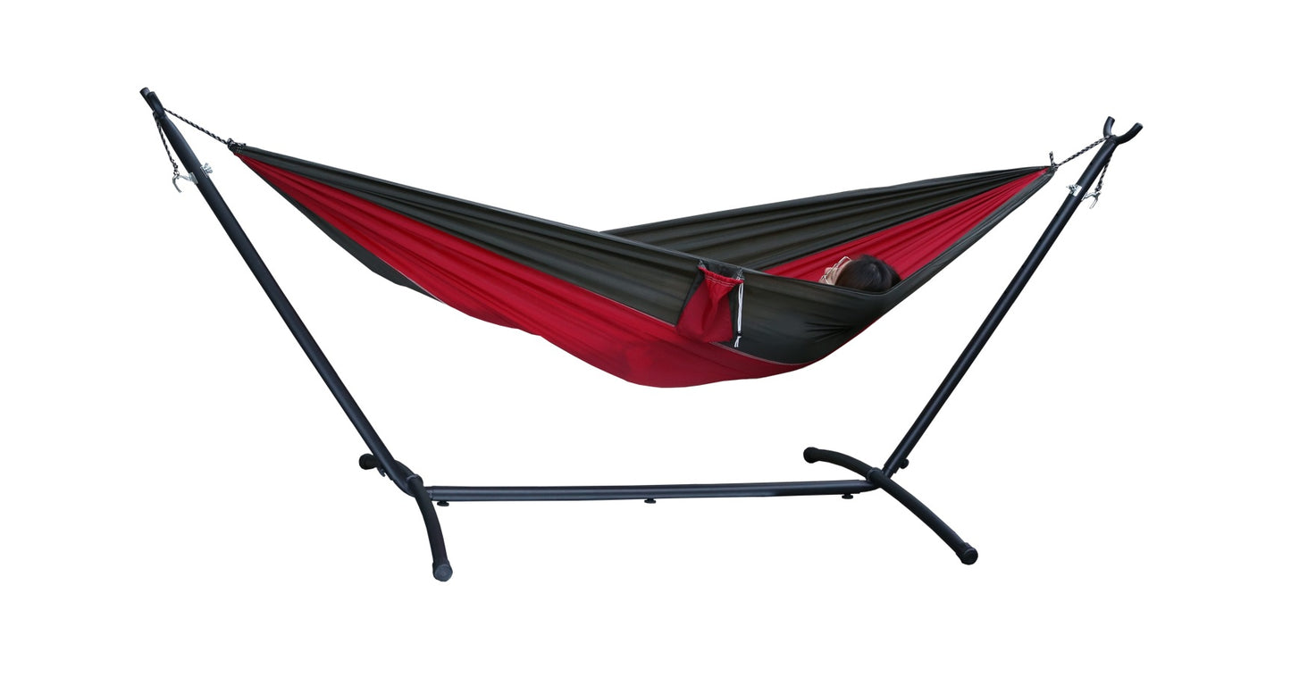 Liaoning Lucky Johnny Hammock Set with Metal Stand Base - Red - Curacao