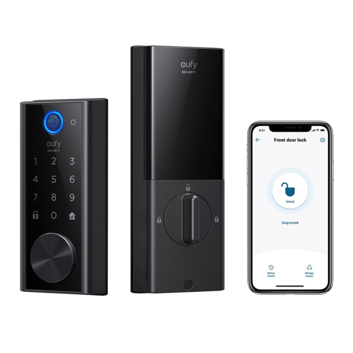 eufy Security T8520J11 Smart Lock Touch and WiFi Deadbolt Replacement Door Lock with Fingerprint Scanner - Black