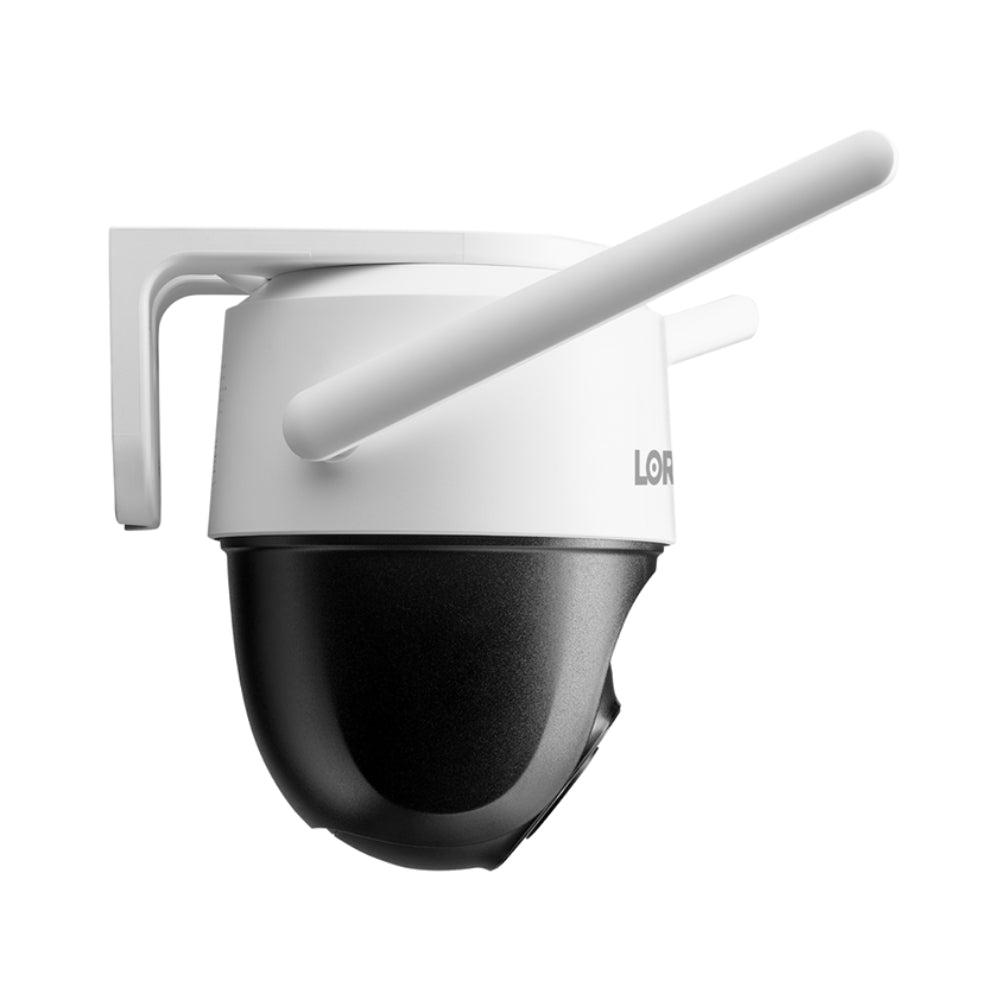 Cámara de seguridad para exteriores con Wi-Fi, panorámica e inclinación, Lorex 2K, color blanco y negro