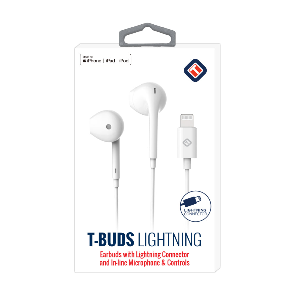 Tekya T-Buds Lightning Wired Headphones - White