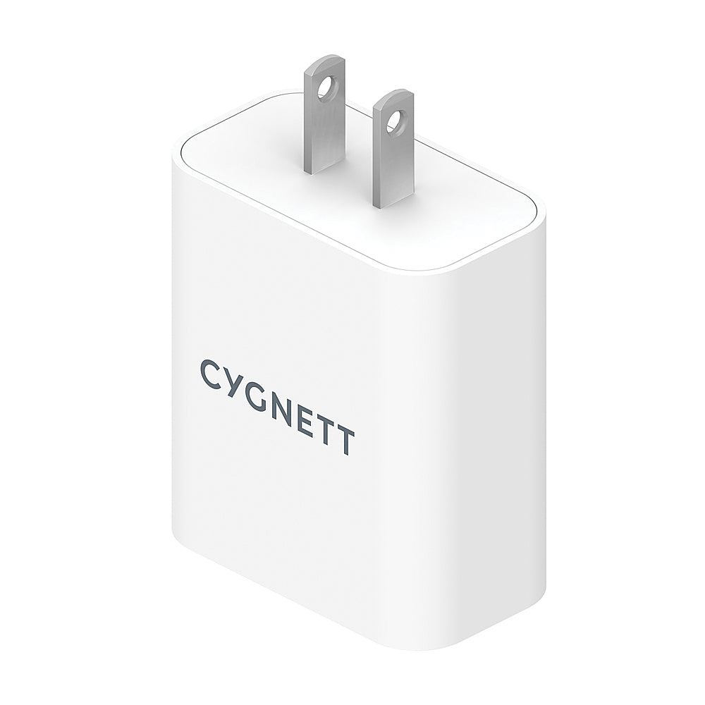 Cargador de pared de dos puertos Cygnett PowerPlus de 38 W con USB-C de 20 W y USB-A de 18 W, color blanco