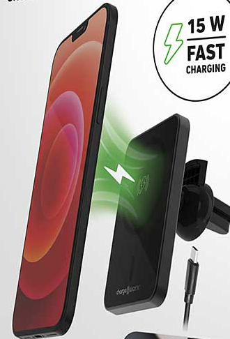 ChargeWorx 15W Magnetic Wireless Charging Vent Mount - Black