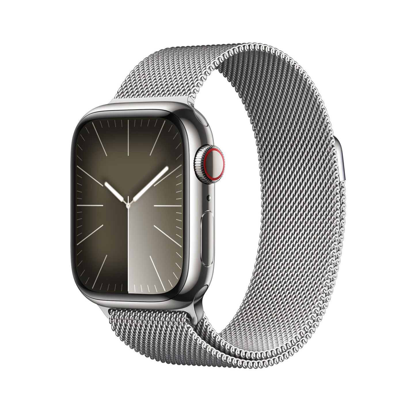 Apple Series 9 Unisex 45mm Silver Stainless Steel Case Smartwatch with Silver Milanese Loop - GPS + Cellular