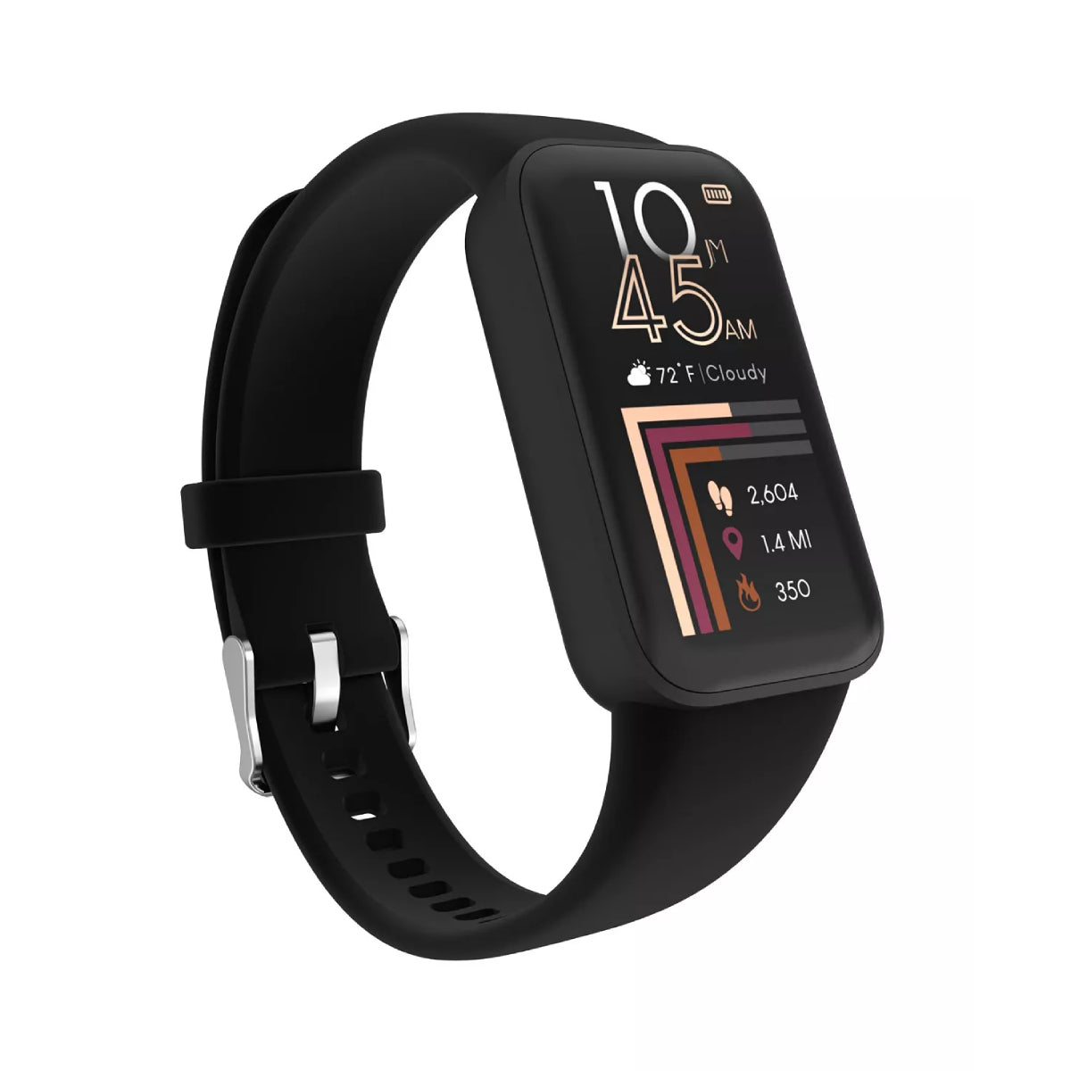 iTOUCH Jillian Michaels Unisex 22.83mm Multi-Function Smartwatch with Silicone Strap - Black