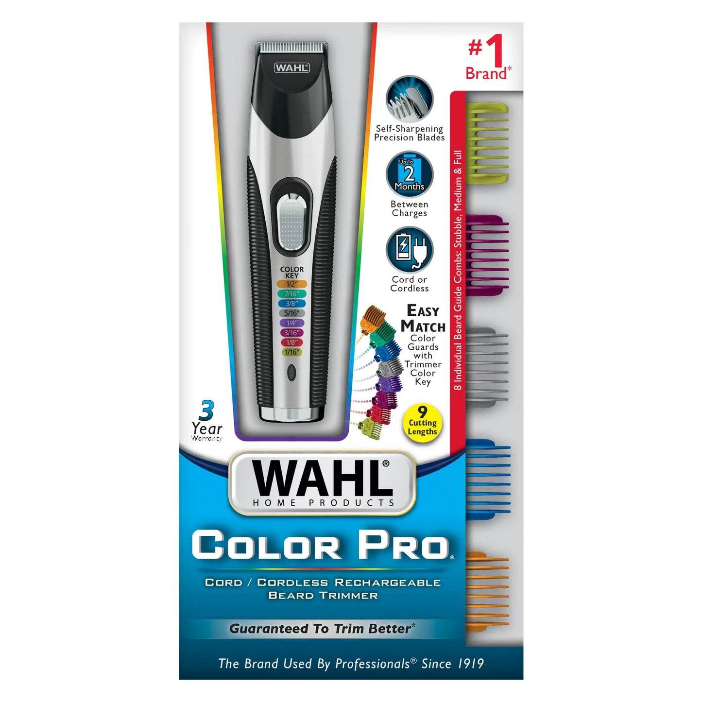 Recortadora de barba recargable con o sin cable Wahl Color Pro 09891-100 para hombres, color negro