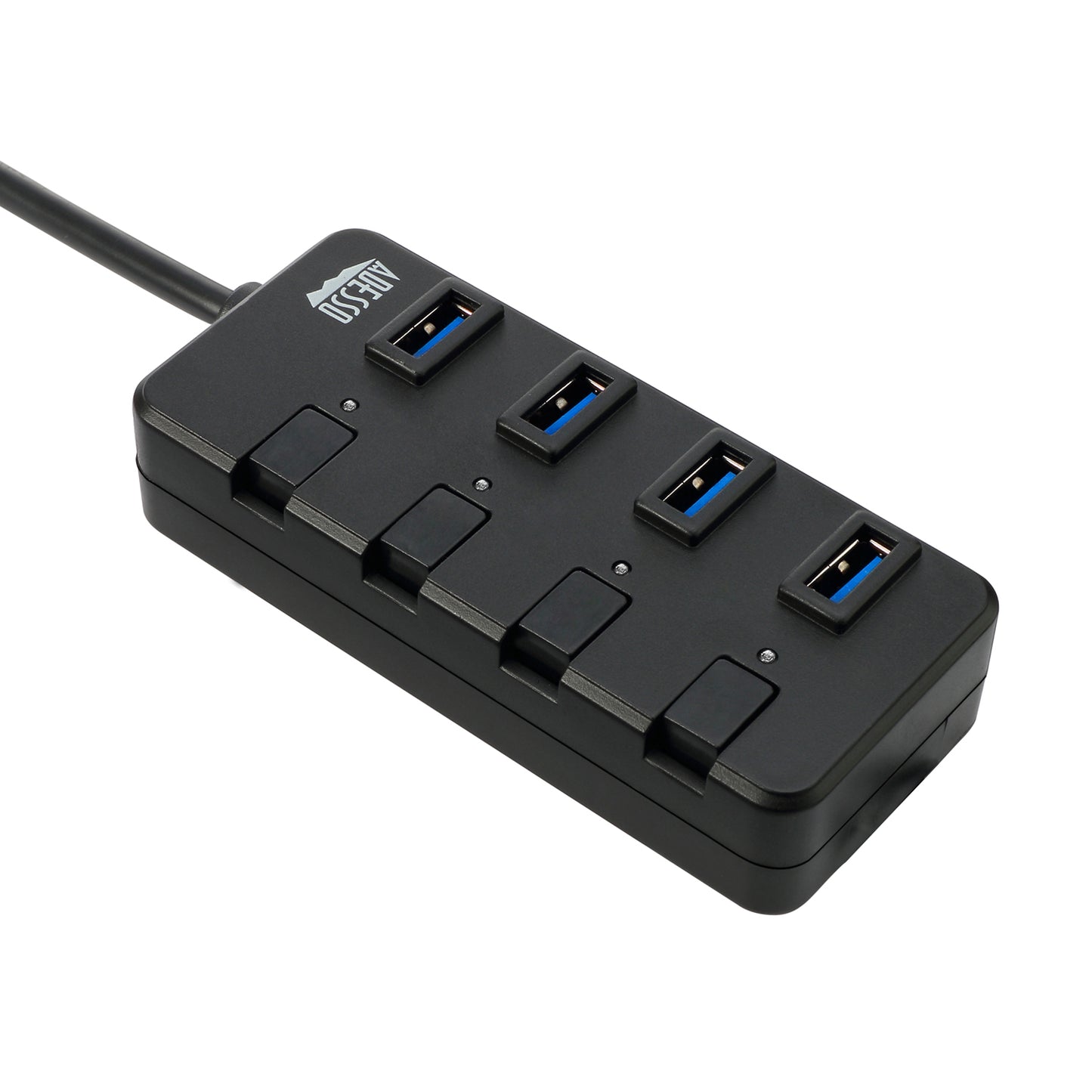 Concentrador USB de 4 puertos Adesso AUH-3040, color negro