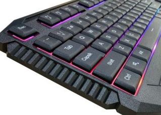 Teclado de membrana para juegos con cable HP K110 con luz RGB, color negro