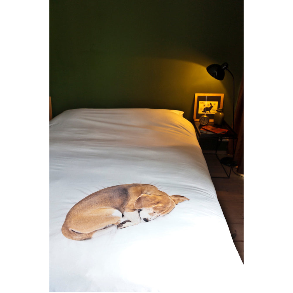 Snurk Twin Size 2-Piece Bob The Dog Duvet Cover Set - White/Brown