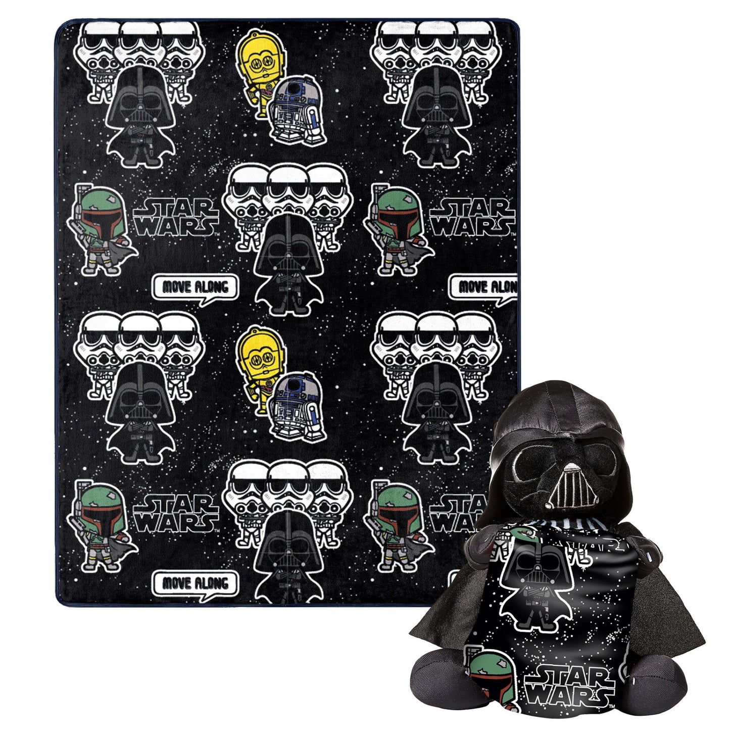 Star Wars Space Vader Character Hugger Pillow and Silk Touch Throw Set, Black
