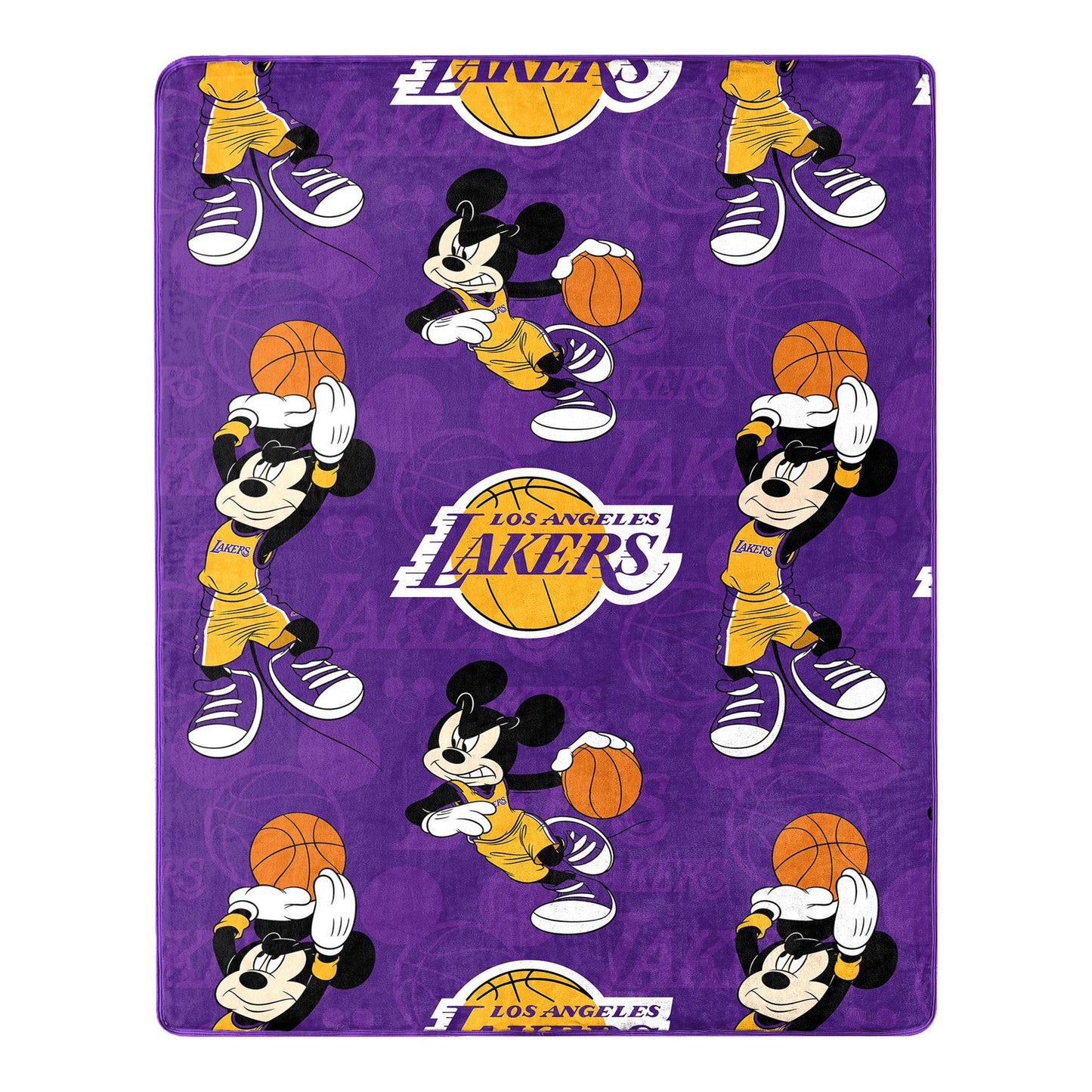 Northwest NBA Los Angeles Lakers Mickey Character Hugger Pillow and Silk Touch Throw Set, Multicolor