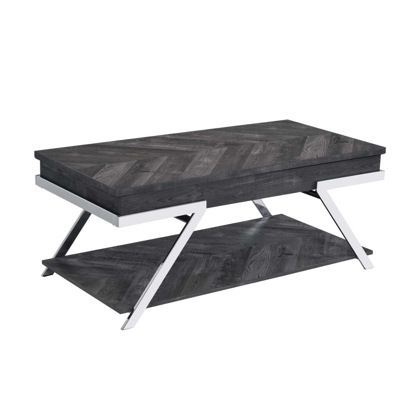 Roma 48" Coffee Table with Lift Top and Open Shelf by Steve Silver Company - Gray