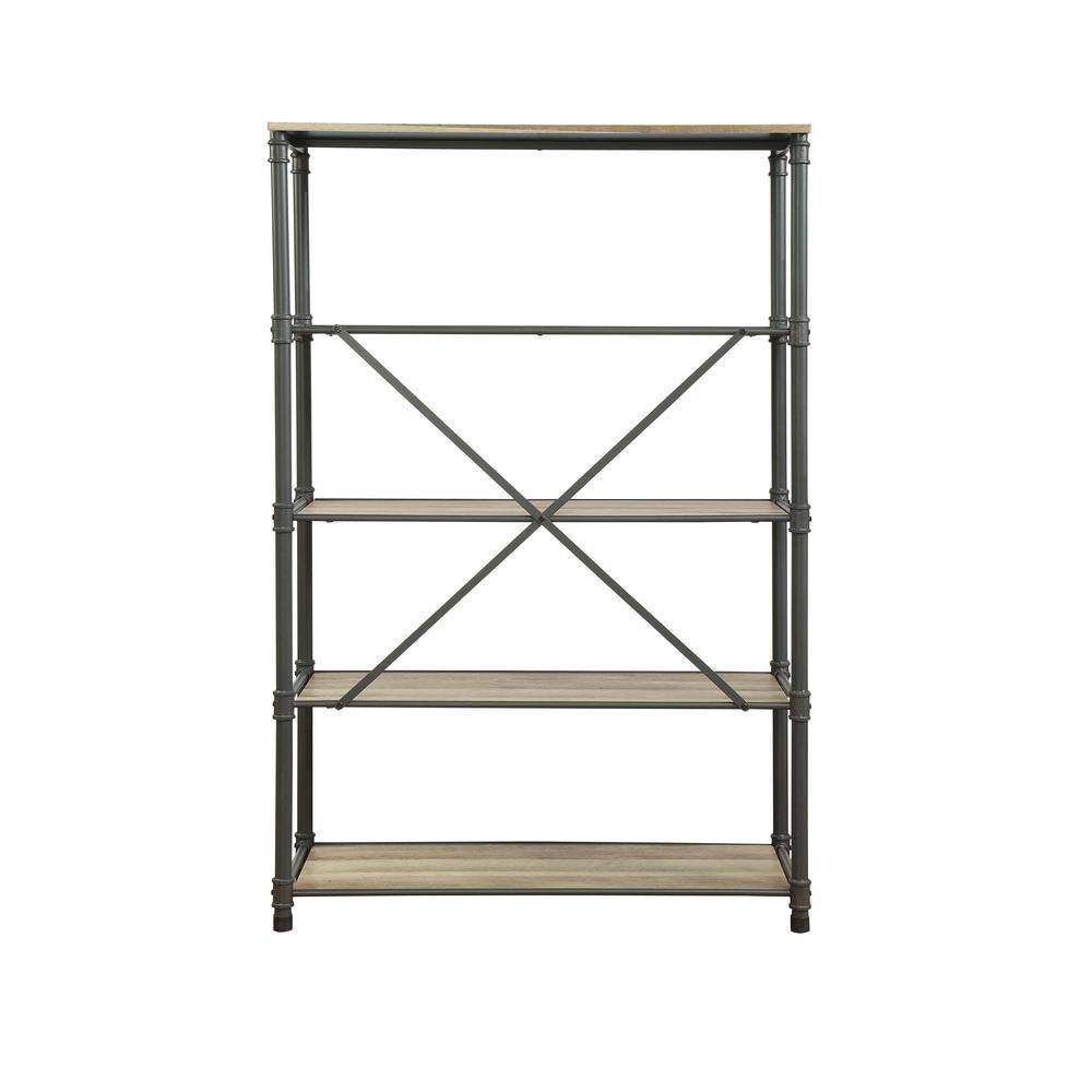 Estantería de cuatro niveles Itzel de 49" x 20" x 71" de Acme Furniture, gris arena y roble antiguo