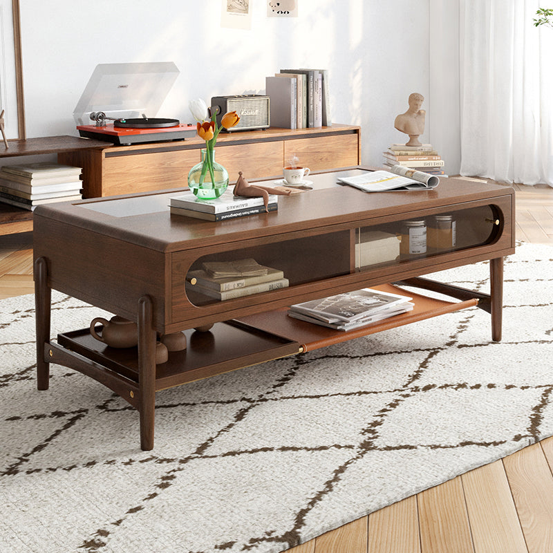 Mesa de centro con cristal de Best Home - Marrón oscuro