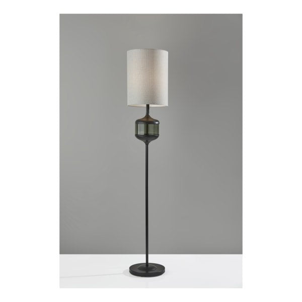 Adesso Marina 61" Floor Lamp with Smoked Glass - Black