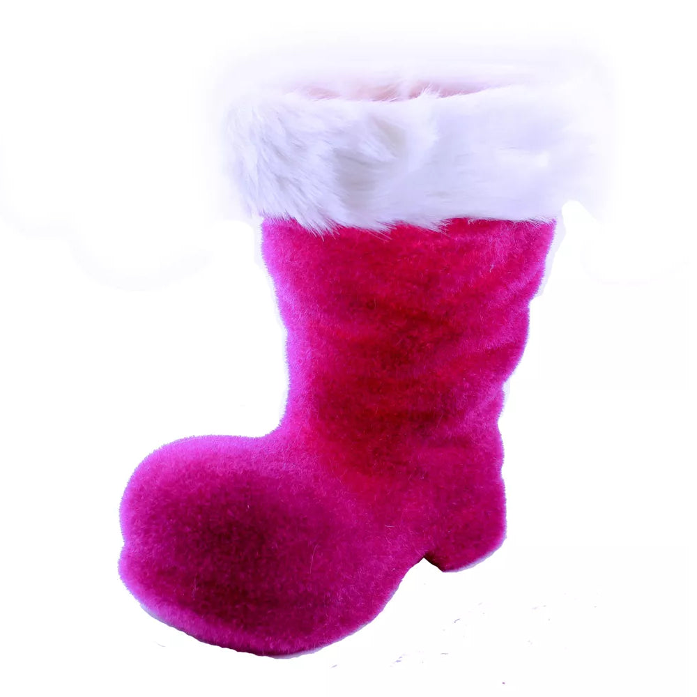 Christmas Santa's Flocked Boot - Assorted