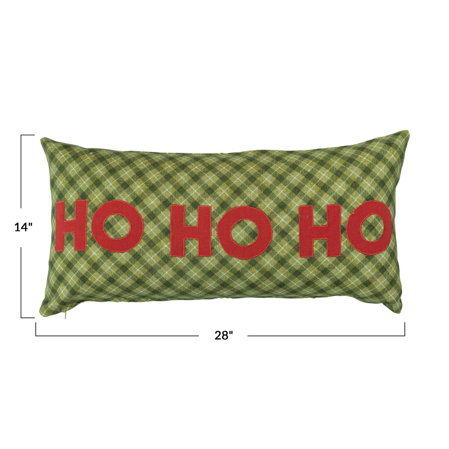 Creative Co-Op 28" x 14" Cotton Chambray Printed Pillow - Green/Red