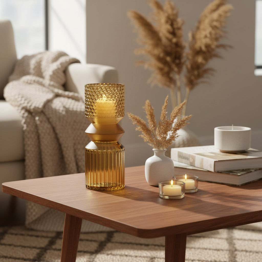 Sagebrook Home Contemporary Glass 10" Mallet Vase - Amber