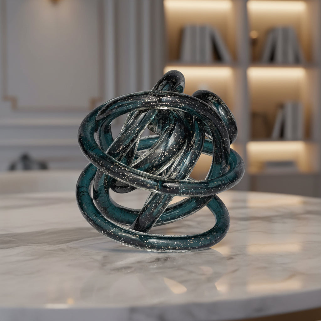 Sagebrook Home 6" Glass Knot Decor - Blue