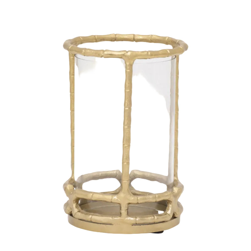 Candelabro de metal de 23 cm con forma de huracán de Sagebrook Home, dorado