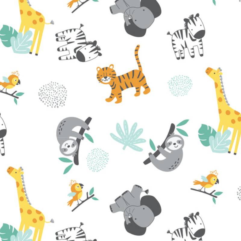 Bedtime Originals Mighty Jungle Animals Baby Fitted Crib Sheet - Multicolor