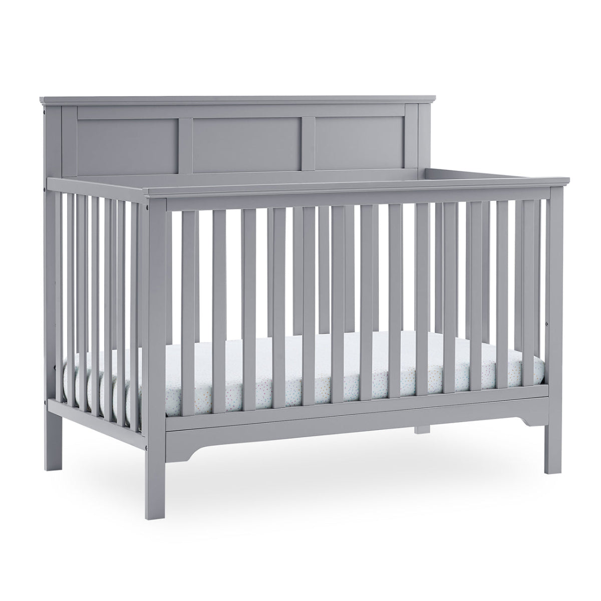 Delta Children Sweet Beginnings Hart Flat Top Gray 6-in-1 Convertible Wooden Crib