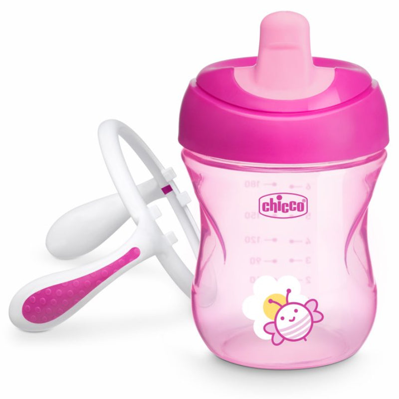 Chicco 7oz Semi-Soft Trainer Sippy Cup with Bite-Resistant Spout, 6+ Months - Pink
