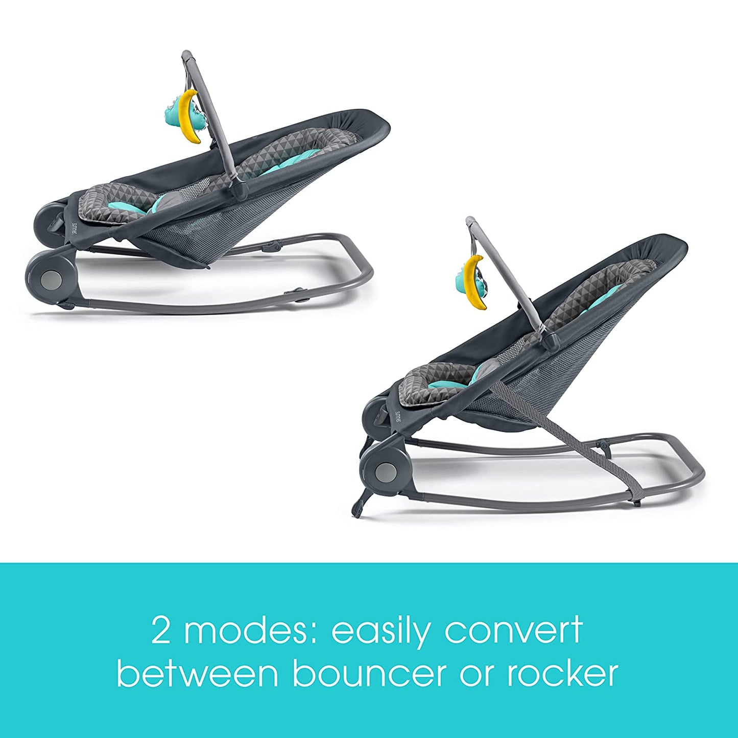 Summer Infant 2-in-1 Bouncer and Rocker Duo with Removable Toys - Gray/Teal