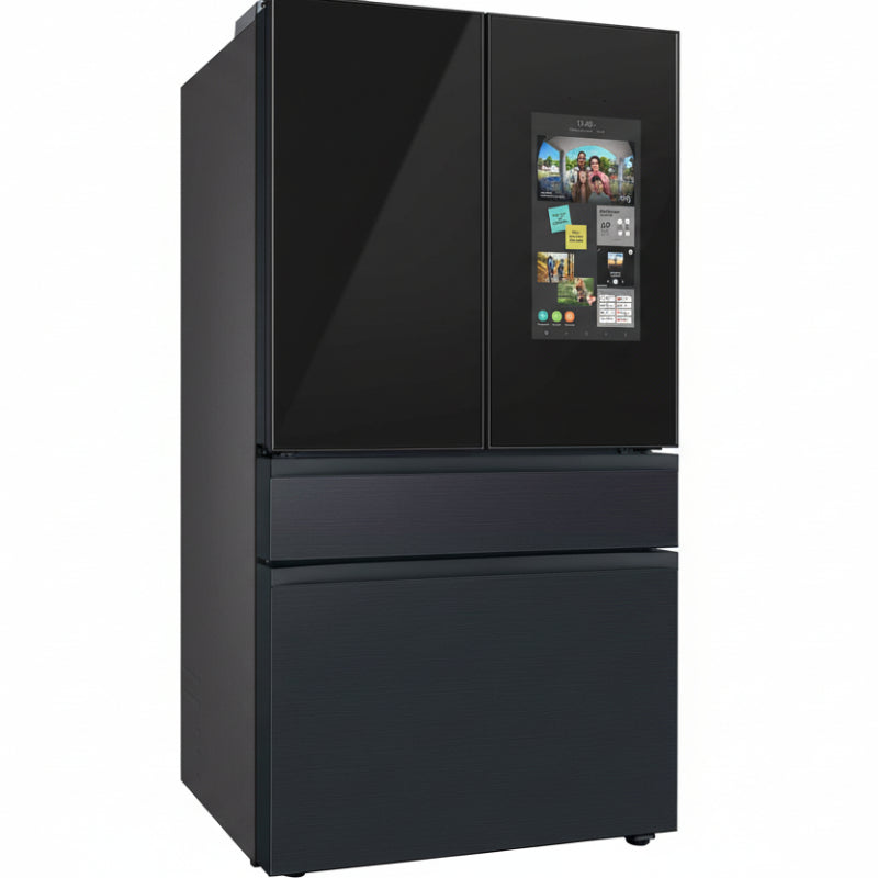 Samsung - Refrigerador inteligente BESPOKE de 29 pies cúbicos, 4 puertas y puertas francesas con Family Hub - Acero negro mate