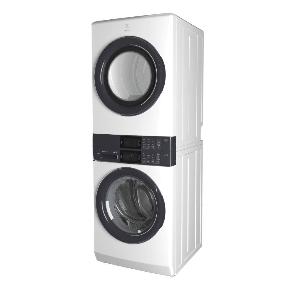 Lavadora apilada Electrolux ELTG7300AW de 4,4 pies cúbicos y secadora a gas de 8,0 pies cúbicos, torre de lavandería con lavado LuxCare, color blanco