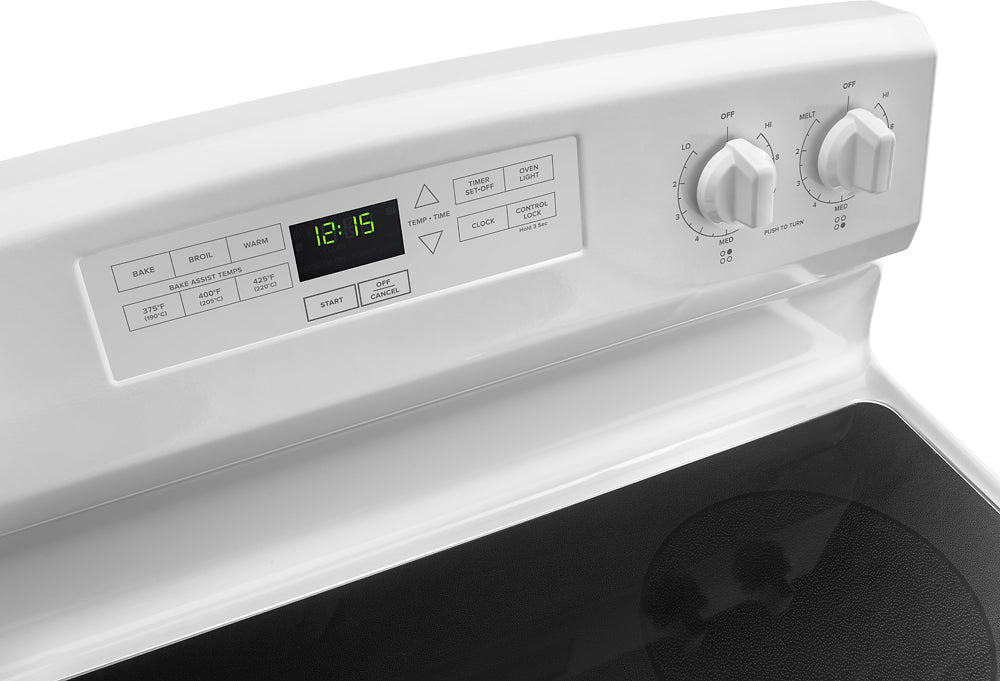 Amana AER6303MFW Cocina eléctrica independiente de 4,8 pies cúbicos con ventana de horno extragrande - Color blanco