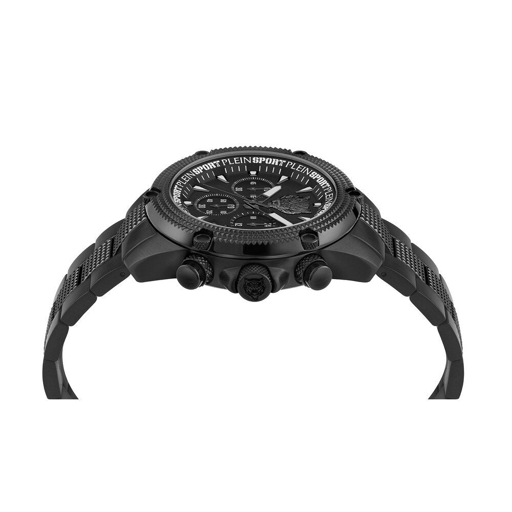 Reloj cronógrafo de cuarzo para hombre Plein Sport Hurricane de 44 mm con pulsera, color negro