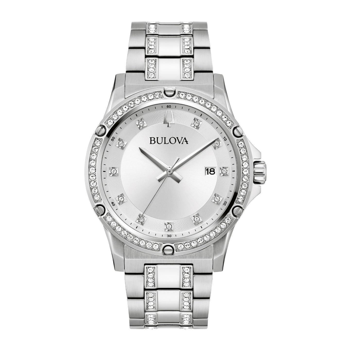 Reloj y pulsera Bulova Crystal de 42 mm para hombre (2 piezas) - Plateado