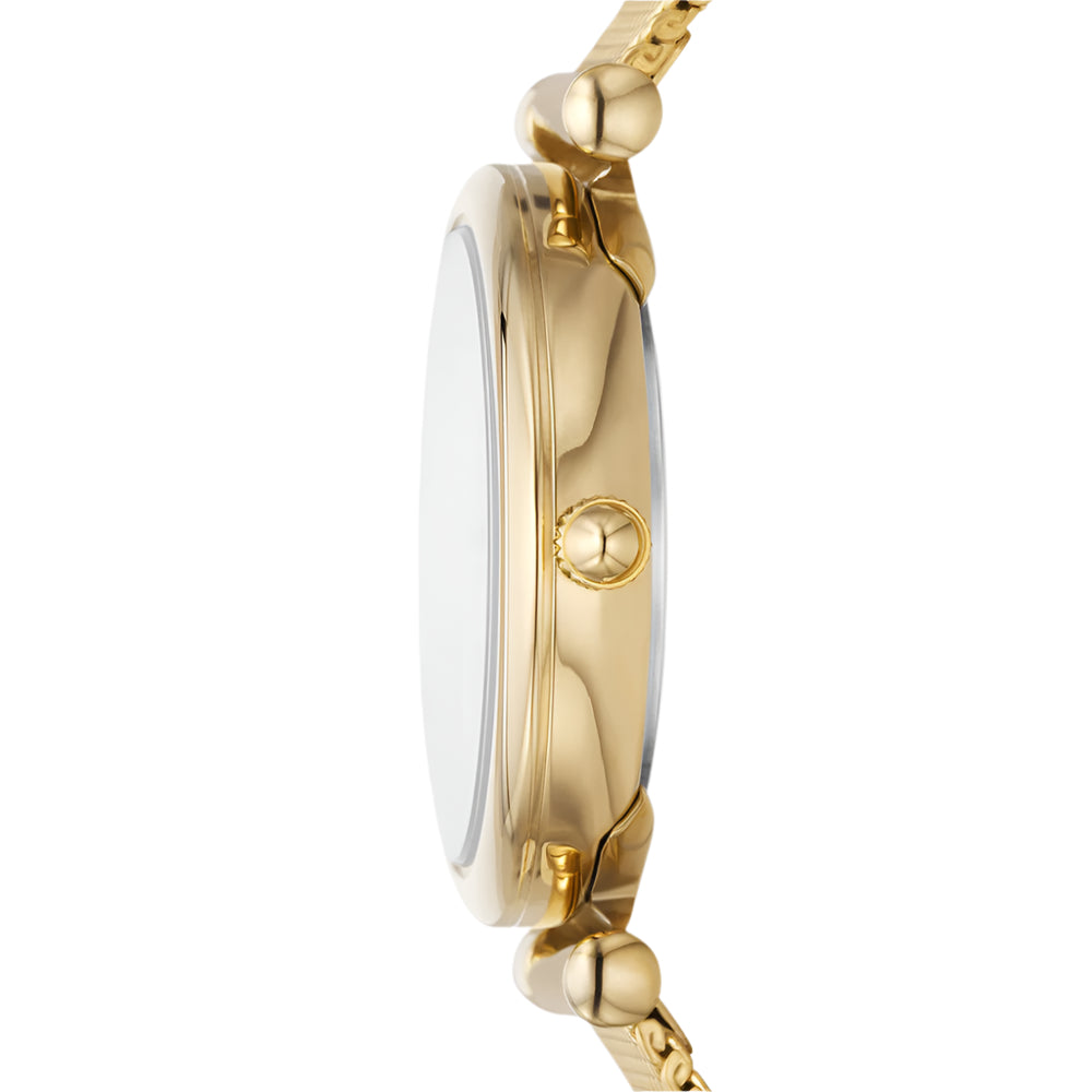 Fossil Carlie Women's 28mm Analog Gold Bracelet Watch with Jewelry Set - White Dial