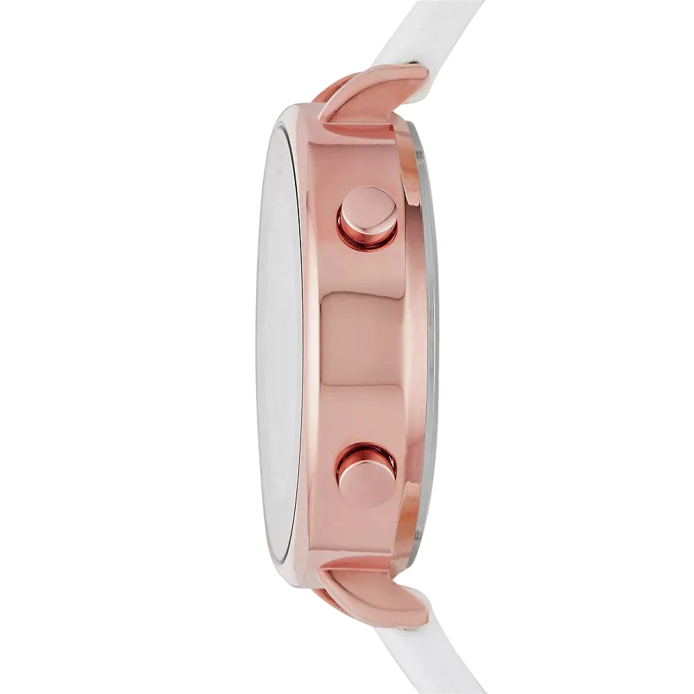 Skechers Magnolia Women's 40mm Digital White Strap Watch - Rose Gold Dial