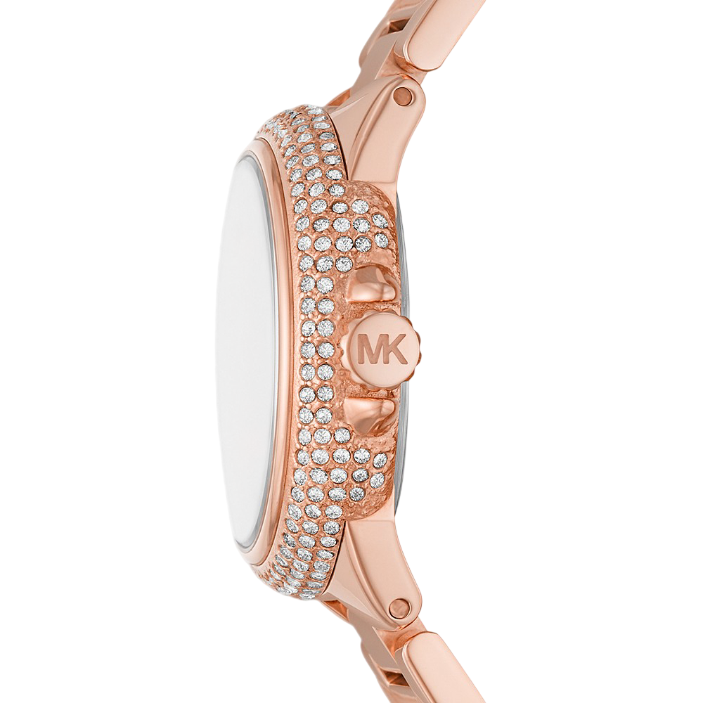 Reloj de cuarzo Michael Kors Camille para mujer, de acero inoxidable y oro rosa, de 33 mm, color blanco
