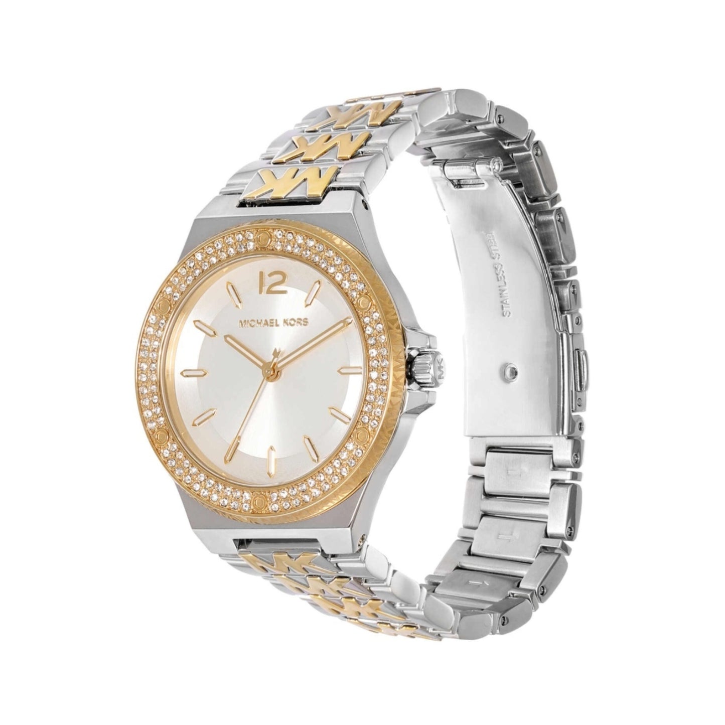 Reloj de pulsera de dos tonos con tres manecillas y esfera blanca de Michael Kors Lennox para mujer de 37 mm