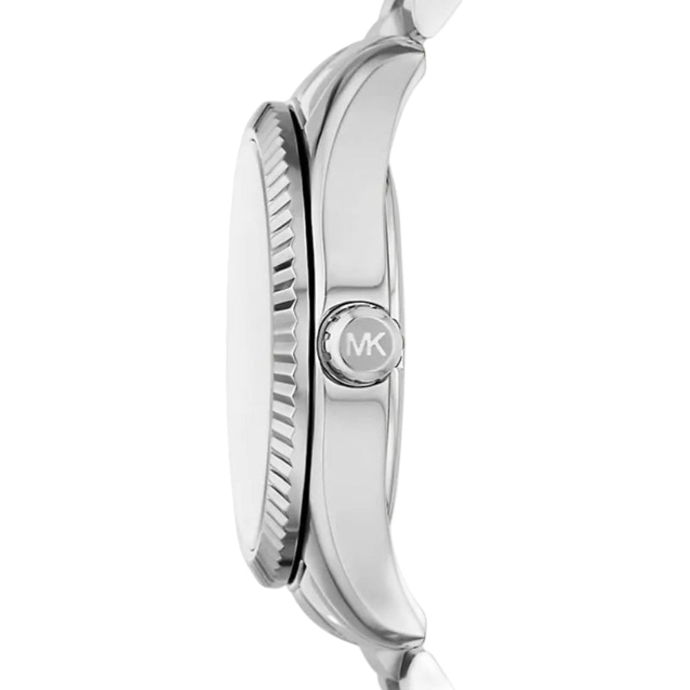 Reloj Michael Kors Lexington para mujer, con pulsera plateada de tres manecillas de 38 mm y esfera rosa