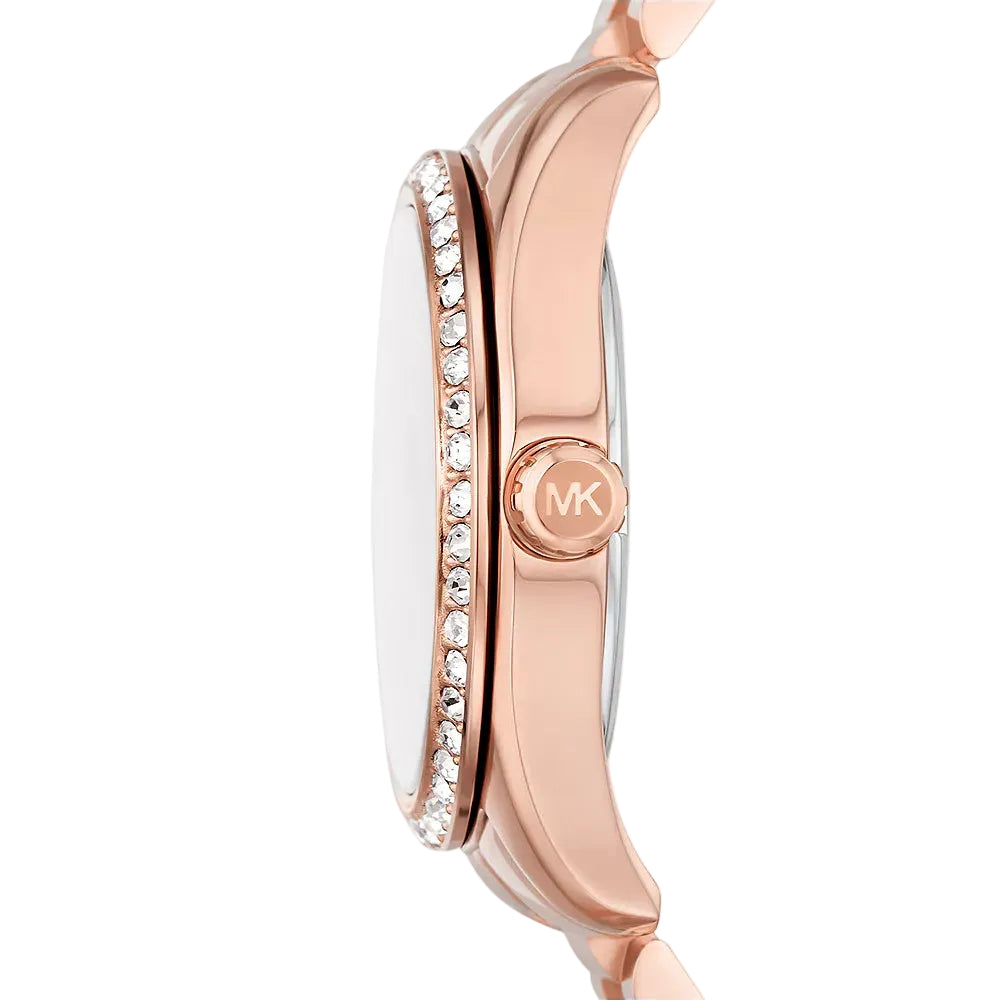 Reloj Michael Kors Lexington para mujer, con pulsera plateada de tres manecillas de 38 mm y esfera rosa