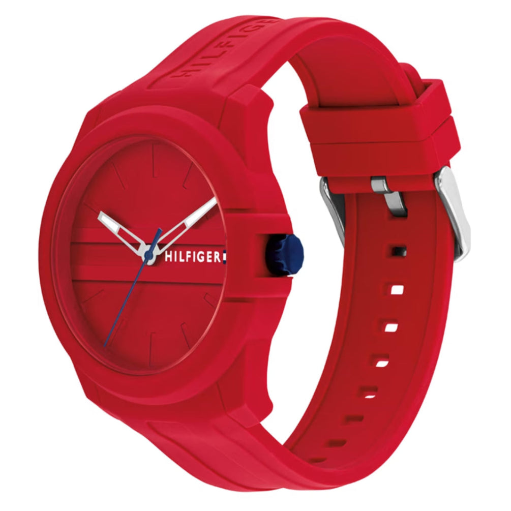 Reloj para hombre Tommy Hilfiger Austin con correa de tres manecillas de 44 mm, color rojo
