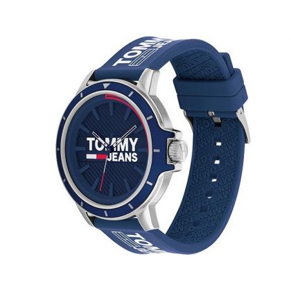 Tommy Hilfiger Navy Silicone Men's 44mm Quartz Strap Watch - Blue