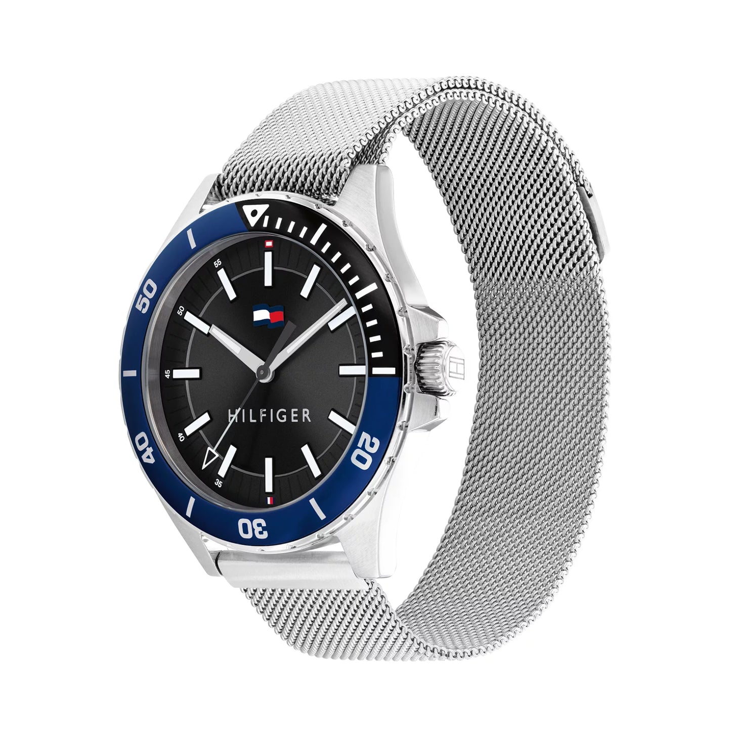 Reloj de pulsera de cuarzo plateado para hombre Tommy Hilfiger Adaptive Sport de 43 mm con esfera negra