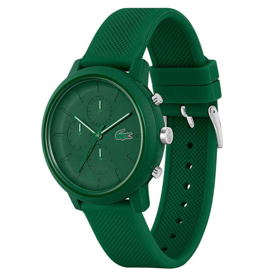 Reloj Lacoste 12.12 Chrono para hombre, correa de cuarzo de 43 mm, silicona verde