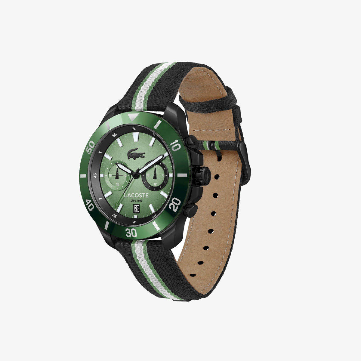 Reloj Lacoste Toranga de 44 mm con correa multicolor y esfera verde