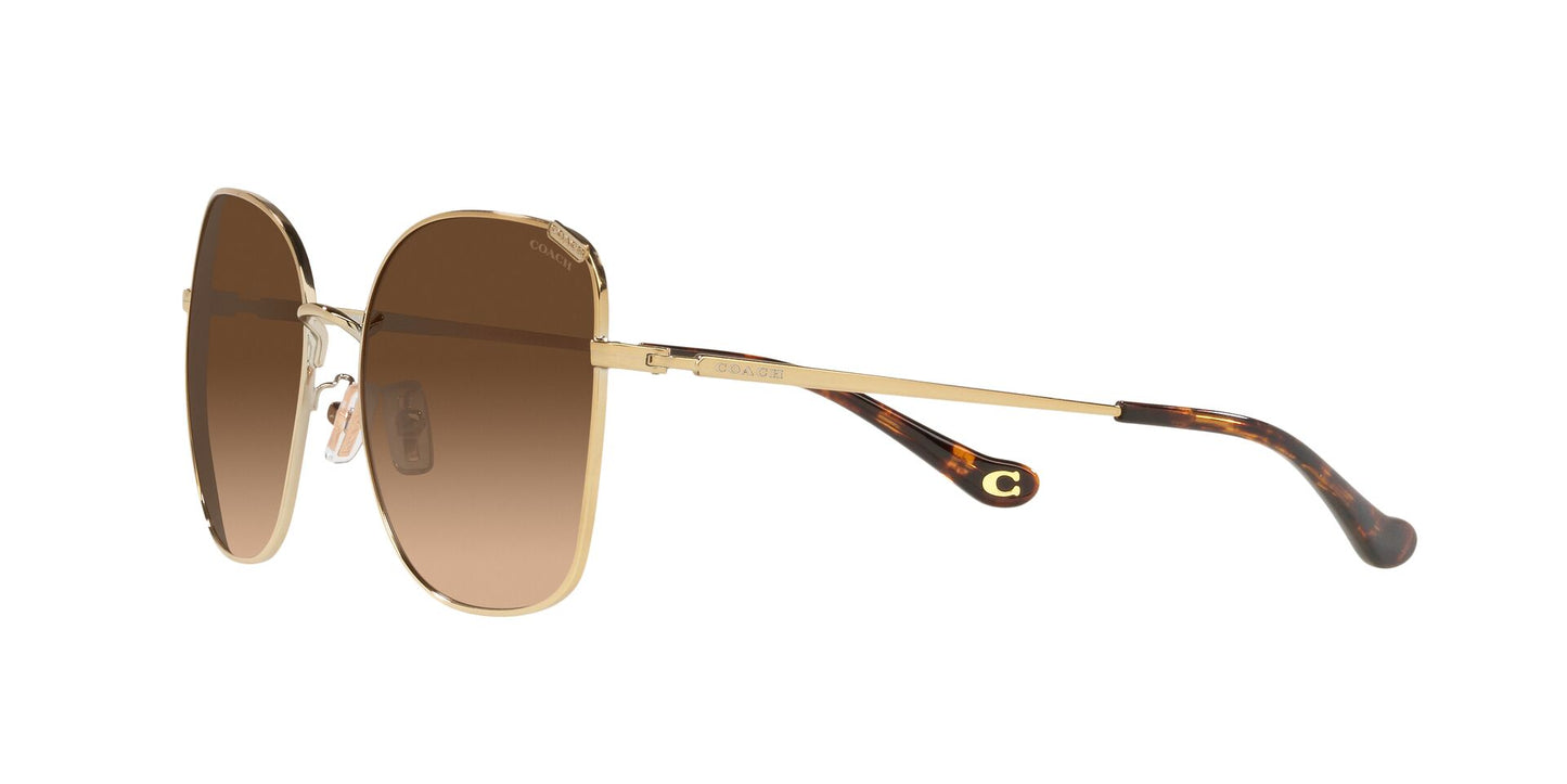 Coach Woman Shiny Light Gold Sunglasses - Dark Brown Gradient