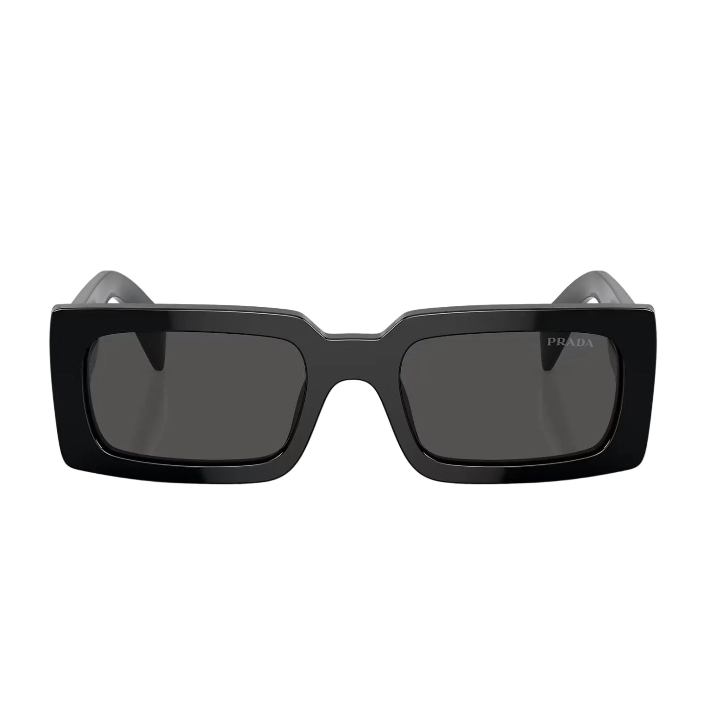 Prada Women's PRA07S Rectangle Solid Color Sunglasses - Black/Dark Gray