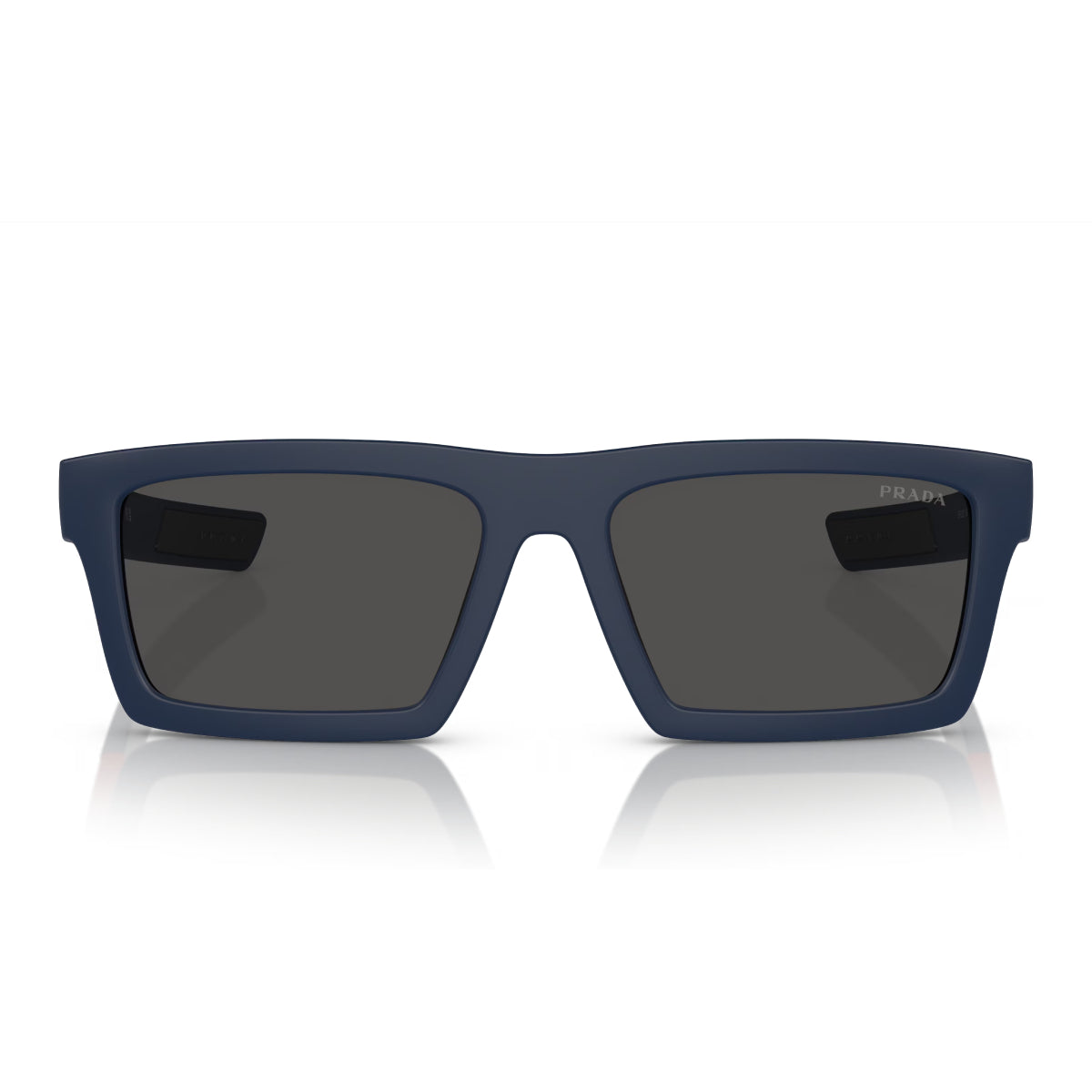 Prada Linea Rossa Men's PS02ZS Rectangle Solid Color Sunglasses - Matte Blue/Dark Gray