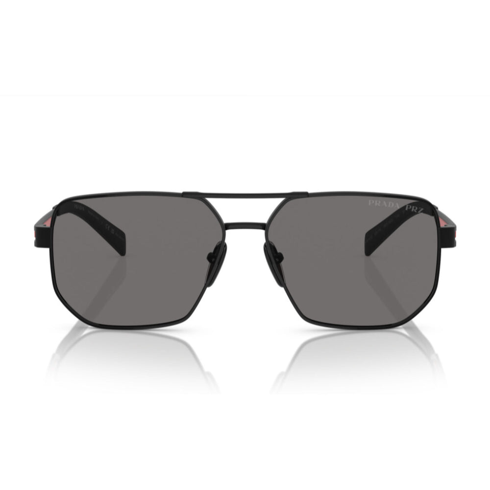 Gafas de sol Prada Linea Rossa PS51ZS Pilot de color liso para hombre - Negro mate/Gris oscuro polarizado